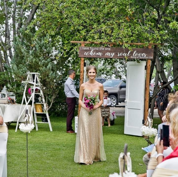 Formal long strapless gold glitter dress - Picture 6 of 6